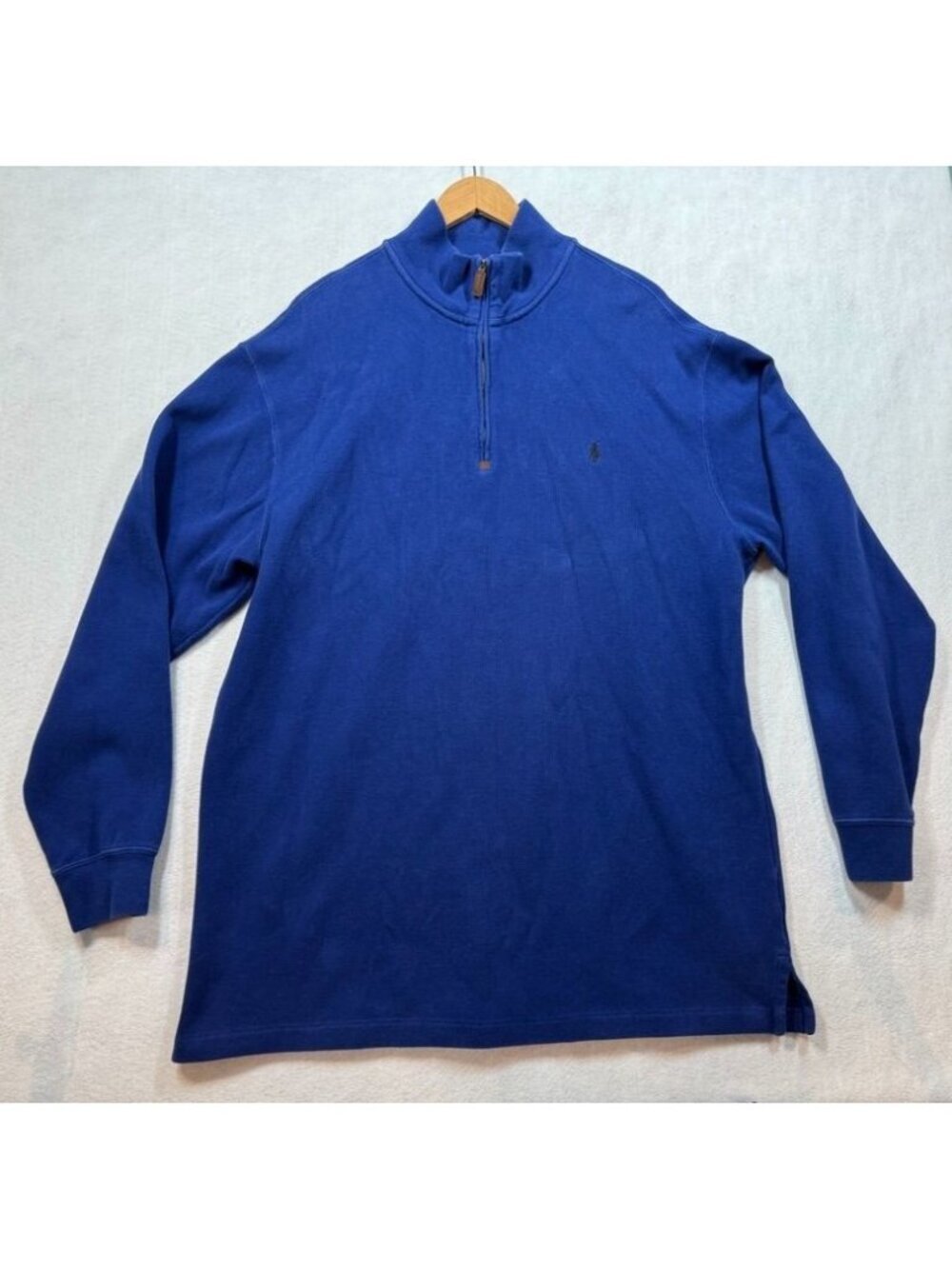 Polo Ralph Lauren 1/4 Zip Sweater Royal Blue Embroidered Pony Logo Mens XLT Tall